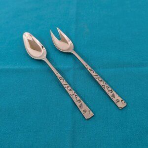 Vintage condiment set - relish spoon & pickle/olive fork - International Silver